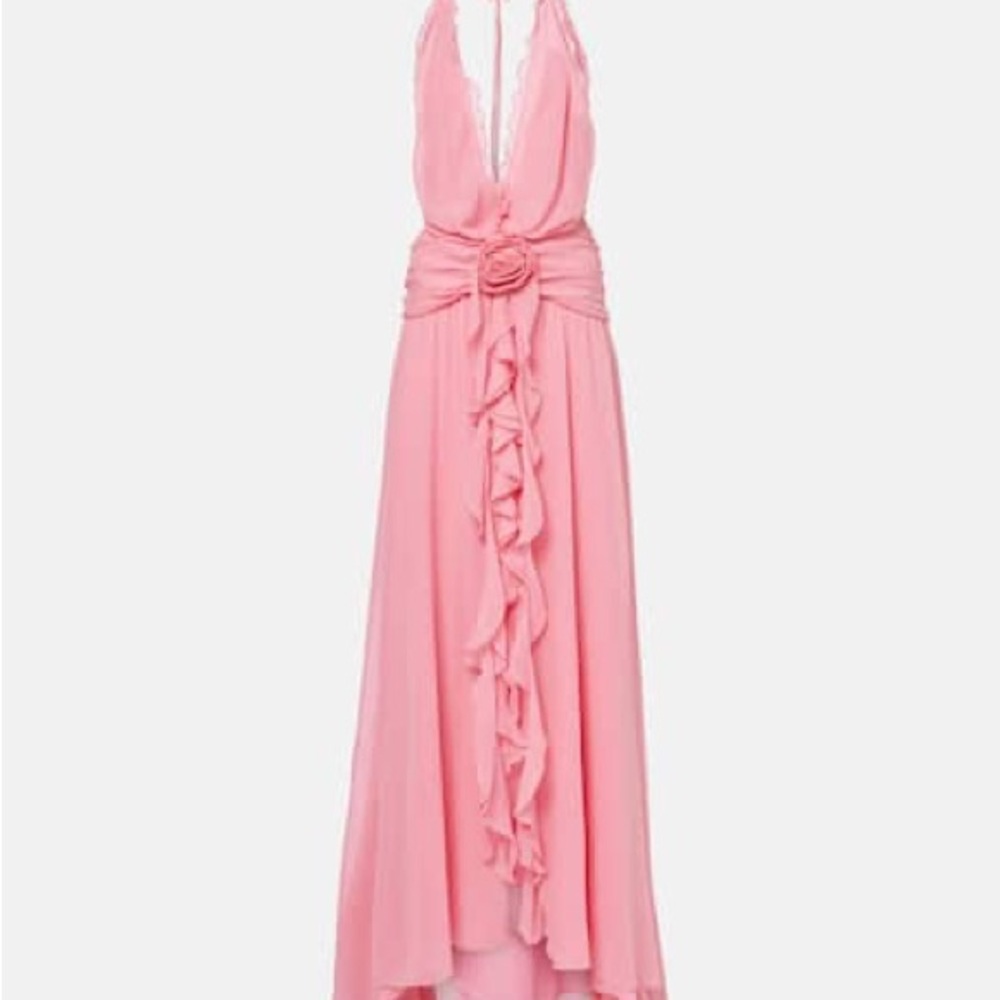 Pink Bluemarine  Halterneck silk georgette maxi dress NWT - Picture 3 of 5